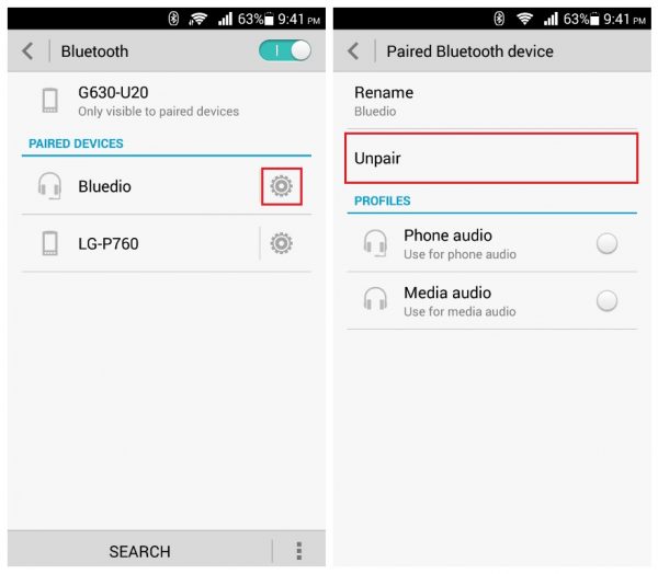 Android Unpair Bluetooth devices